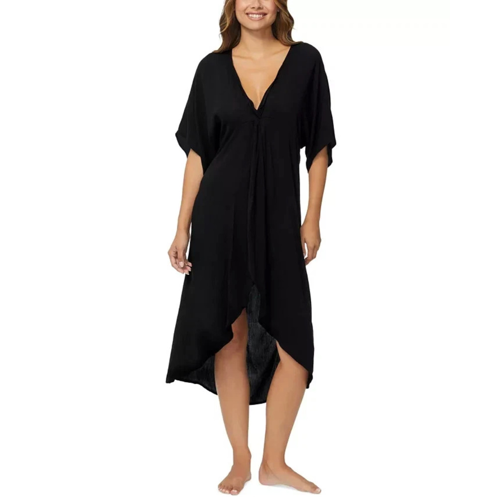 NWT Raisins Paradise Twist Swimsuit Cover Up Large Black High Low Vacay Resort